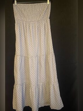 Sim & Sam - Strapless Smocked Tiered Blue Maxi Dress size large